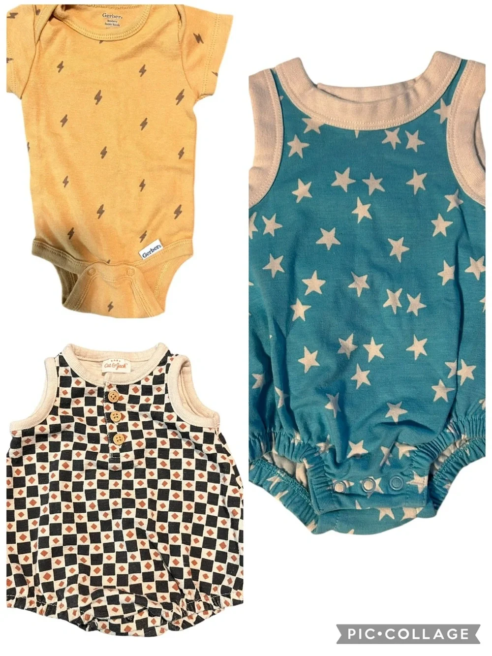 Cat & Jack Yellow, Teal and Black/White Baby One-Piece Bodysuit Set
